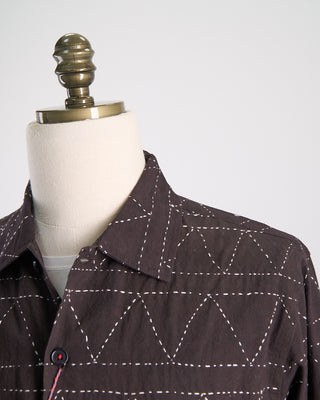 Kardo Relaxed Fit Kantha Style Hand Stitched Gianni Overshirt Chocolate 0 4