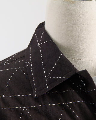 Kardo Relaxed Fit Kantha Style Hand Stitched Gianni Overshirt Chocolate 0 5