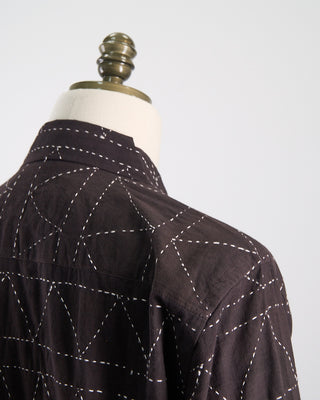 Kardo Relaxed Fit Kantha Style Hand Stitched Gianni Overshirt Chocolate 0 8