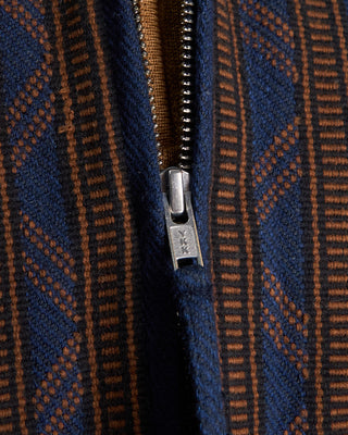 Kardo Handloom Cotton  Wool Striped Leroy Full Zip Shirt Jacket Indigo 1207