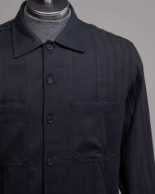 Kardo Damien 2.0 Handloom Cotton Shirt In Navy Blue  Black 5248