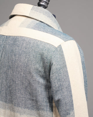 Kardo Woody Handloom Cotton Jacket In Off White  Grey Denim 11 5109