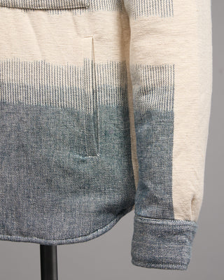 Kardo Woody Handloom Cotton Jacket In Off White  Grey Denim 8 5104