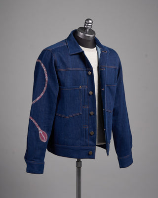 Kardo Marvin Indigo Hand Painted Denim Jacket Indigo 1 2600