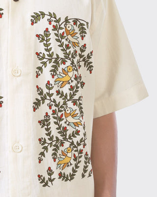 Kardo Oversized Madhubani Hand Embroidered Camp Collar Natural 5