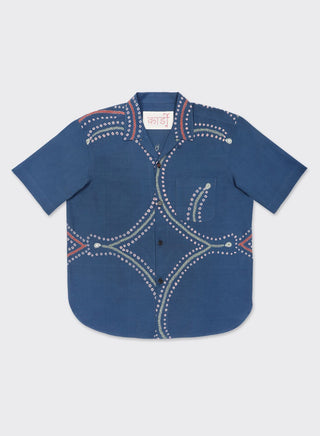 Kardo Oversized Rabari Embroidered Camp Collar Shirt Indigo 3