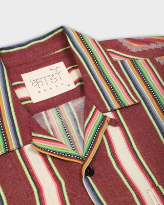 Kardo Oversized Jacquard Stripe Camp Collar Shirt Bordeaux 2