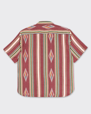 Kardo Oversized Jacquard Stripe Camp Collar Shirt Bordeaux 3