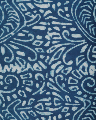 Kardo Boxy Fit Bodhi Ultra Lightweight Blockprint Cotton 4 Button Jacket Blue 4