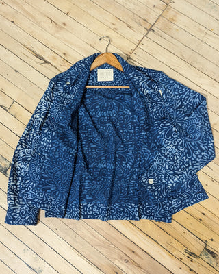 Kardo Boxy Fit Bodhi Ultra Lightweight Blockprint Cotton 4 Button Jacket Blue 4