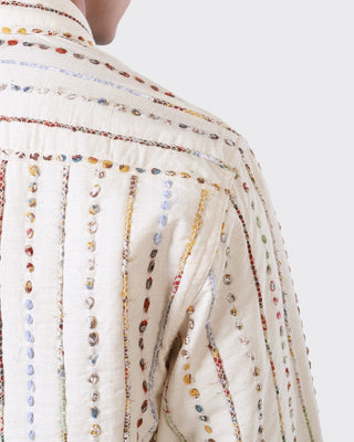Kardo Boxy Fit Bodhi Upcycled Hand Embroidered 4 Button Jacket Natural 14