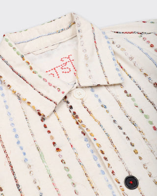 Kardo Boxy Fit Bodhi Upcycled Hand Embroidered 4 Button Jacket Natural 15