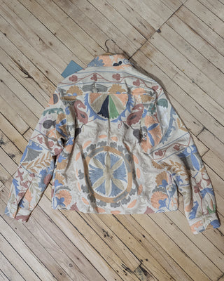 Kardo Boxy Fit Bodhi Hand Suzani Embroidered 4 Button Jacket Natural 4