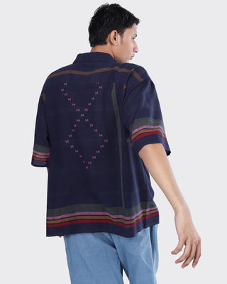 Kardo Boxy Oversized Vintage Inspired Camp Collar Shirt Indigo 3