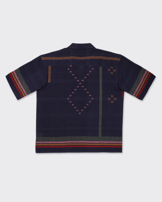 Kardo Boxy Oversized Vintage Inspired Camp Collar Shirt Indigo 4