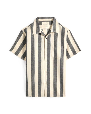 Kardo Chintan Handwoven Bold Stripe Shirt Black 5 8545