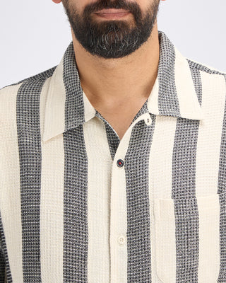 Kardo Chintan Handwoven Bold Stripe Shirt Black 6 10851