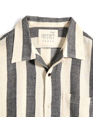 Kardo Chintan Handwoven Bold Stripe Shirt Black 6 8544