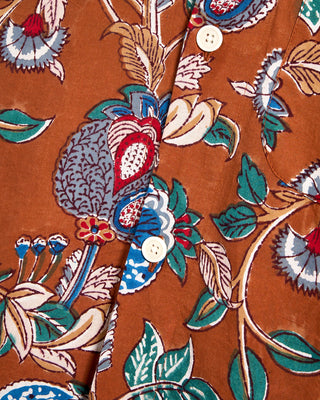 Kardo Ronen Floral Motif Hand Block Print Shirt Rust 3 8538