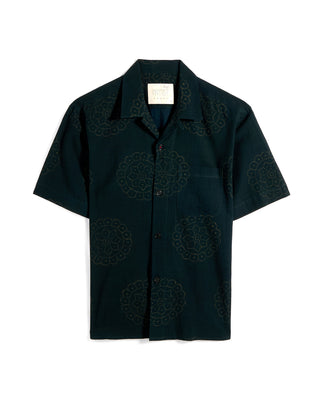 Kardo Ronen Mandala Motif Hand Block Print Shirt Petrol 8593