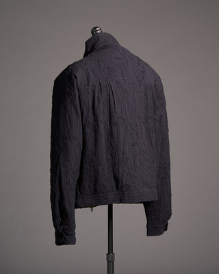 EMBAL10M Kardo Stanley Seersucker With Hand Embroidery Relaxed Jacket Charcoal 10 8445
