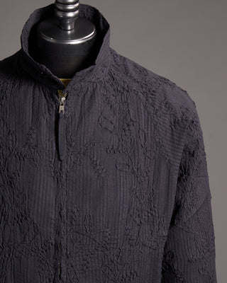 EMBAL10M Kardo Stanley Seersucker With Hand Embroidery Relaxed Jacket Charcoal 6 8443