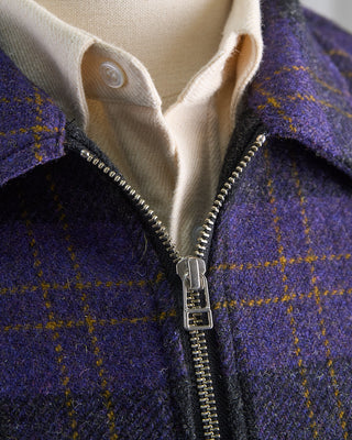 Outclass Plum Plaid Wool Zip Overshirt Purple 1931