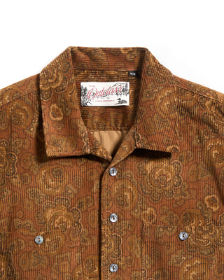 Outclass Bronze Printed Corduroy Club Shirt Bronze 5492