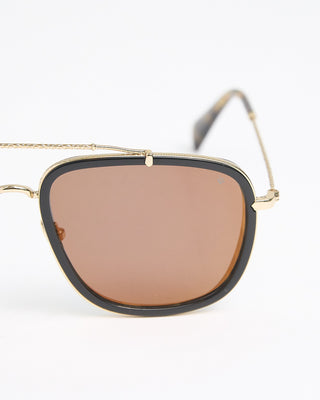 John Varvatos Eyewear Black  Gold Tortoise Square Aviator SJV550 Sunglasses Black  Brown  1