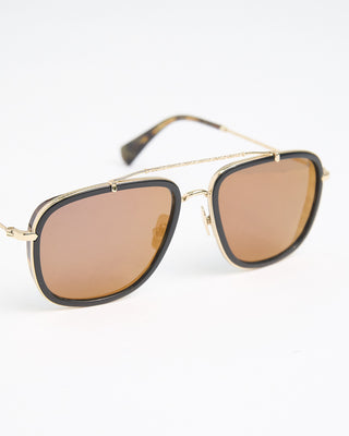 John Varvatos Eyewear Black  Gold Tortoise Square Aviator SJV550 Sunglasses Black  Brown  2