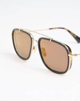 John Varvatos Eyewear Black  Gold Tortoise Square Aviator SJV550 Sunglasses Black  Brown  3