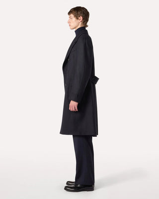 Lardini Double Breasted Ulster Double Faced Wool Topcoat Navy 2
