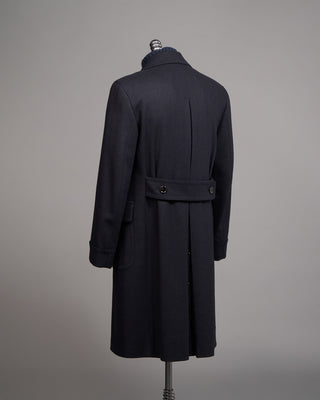 Lardini Double Breasted Ulster Double Faced Wool Topcoat Navy 10 5089