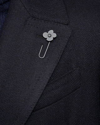 Lardini Double Breasted Ulster Double Faced Wool Topcoat Navy 1 5088