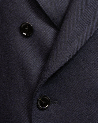 Lardini Double Breasted Ulster Double Faced Wool Topcoat Navy 4 5086