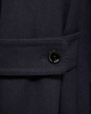 Lardini Double Breasted Ulster Double Faced Wool Topcoat Navy 6 5084