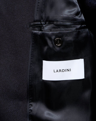 Lardini Double Breasted Ulster Double Faced Wool Topcoat Navy 7 5091
