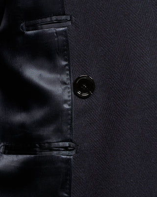 Lardini Double Breasted Ulster Double Faced Wool Topcoat Navy 8 5090