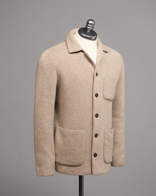 Lardini 100% Cashmere Plush Sweater Jacket Beige 4 5063