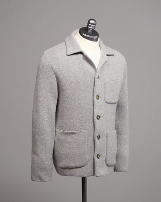 Lardini 100% Cashmere Plush Sweater Jacket Heather Grey 5 5075