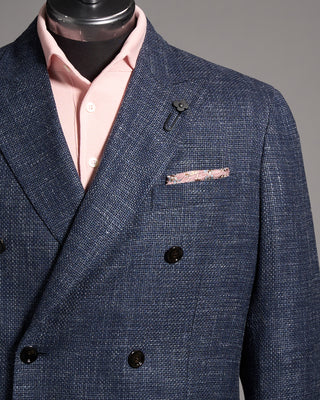 Lardini summertime Basketweave Double Breasted Sport Jacket Blue 2 9125
