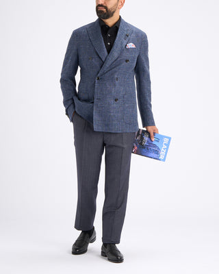 Lardini summertime Basketweave Double Breasted Sport Jacket Blue 7 10958