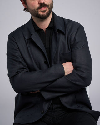 Lardini Linen Twill Overshirt Navy 3