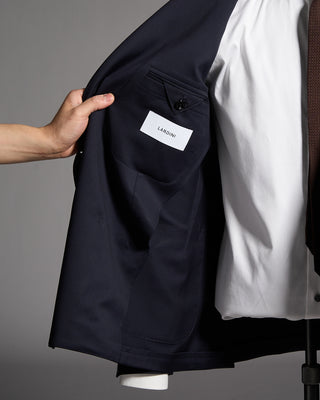 Lardini Natural Stretch Double Breasted Iconic Navy Twill Hybrid Suit Navy 11 9047