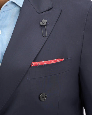 Lardini Natural Stretch Double Breasted Iconic Navy Twill Hybrid Suit Navy 14 11172