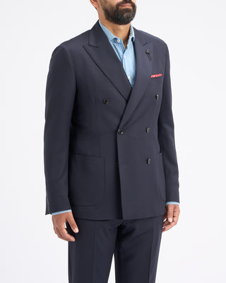 Lardini Natural Stretch Double Breasted Iconic Navy Twill Hybrid Suit Navy 18 11170
