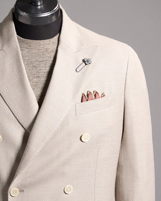 Lardini summertime Basketweave Double Breasted Sport Jacket Stone 1 9927