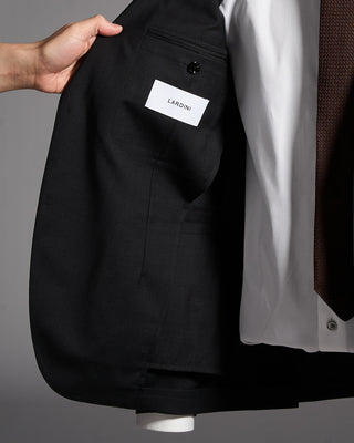 Lardini Natural Stretch Iconic Wool Micro Pattern Suit Black 7 9040