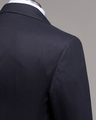 Lardini Solid Navy Iconic Fit Stretch Worsted Flannel Wool Suit Navy 12 5008