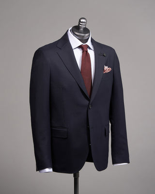 Lardini Solid Navy Iconic Fit Stretch Worsted Flannel Wool Suit Navy 1 5003